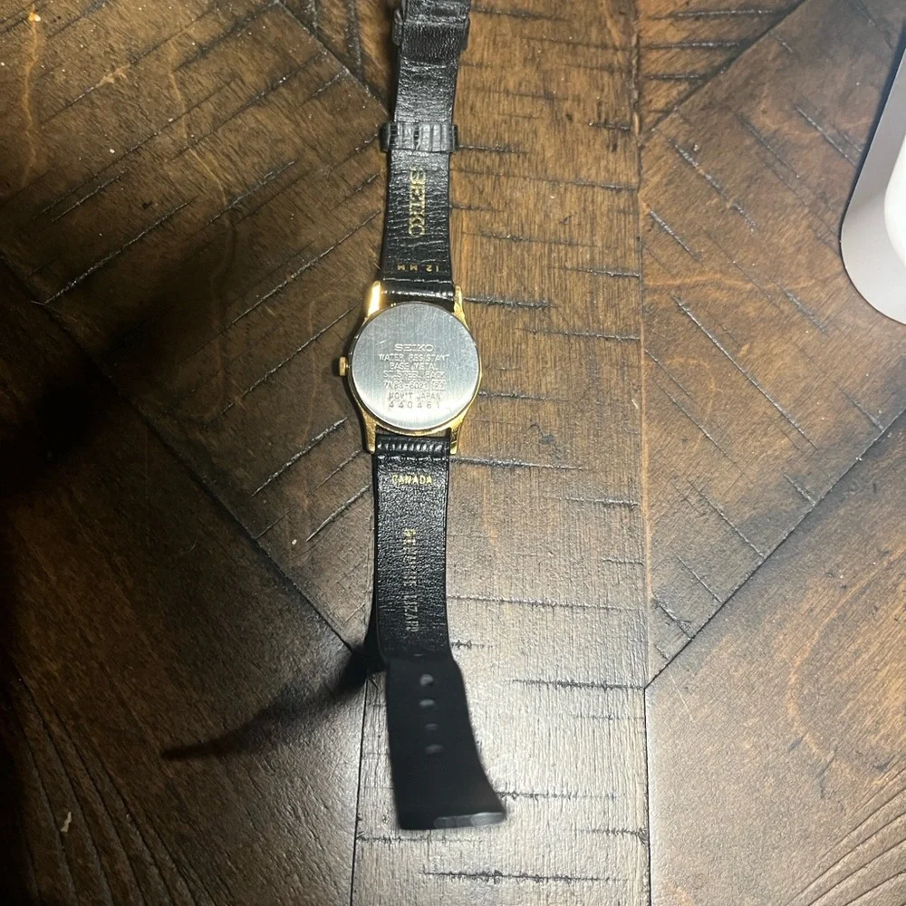 Seiko Gold Watch with Black Strap